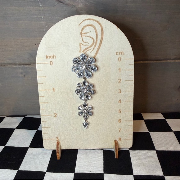 Crystal Flower Drop Earrings - Picture 5 of 5